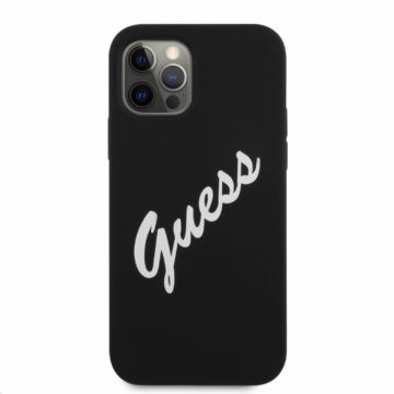 GUHCP12LLSVSBW Guess Silicone Vintage White Script Cover for iPhone 12 Pro Max 6.7 Black