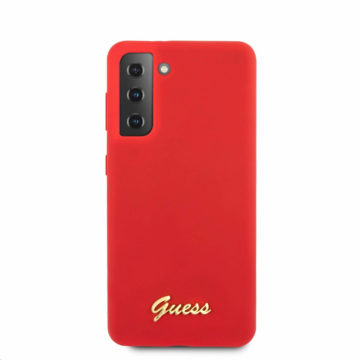GUHCS21SLSLMGRE Guess Silicone Metal Logo Script Cover for Samsung Galaxy S21 Red